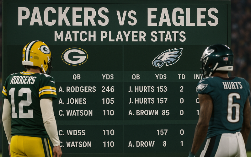green bay packers vs philadelphia eagles match player stats